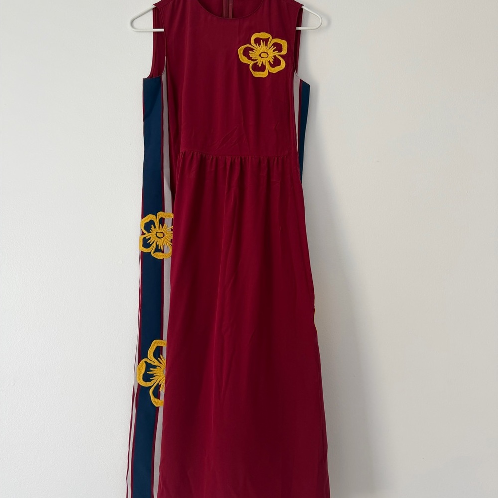 RED Valentino Sleeveless Dress with Yellow Floral Appliqués Small